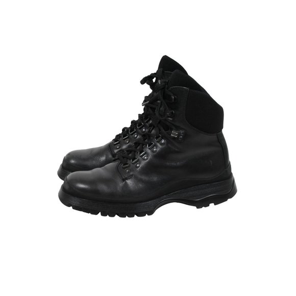 Prada Mens Combat Boots Size US 9.5 UK 8.5 Black Leather Lace Up Hook Eye Hiking - Picture 4 of 11
